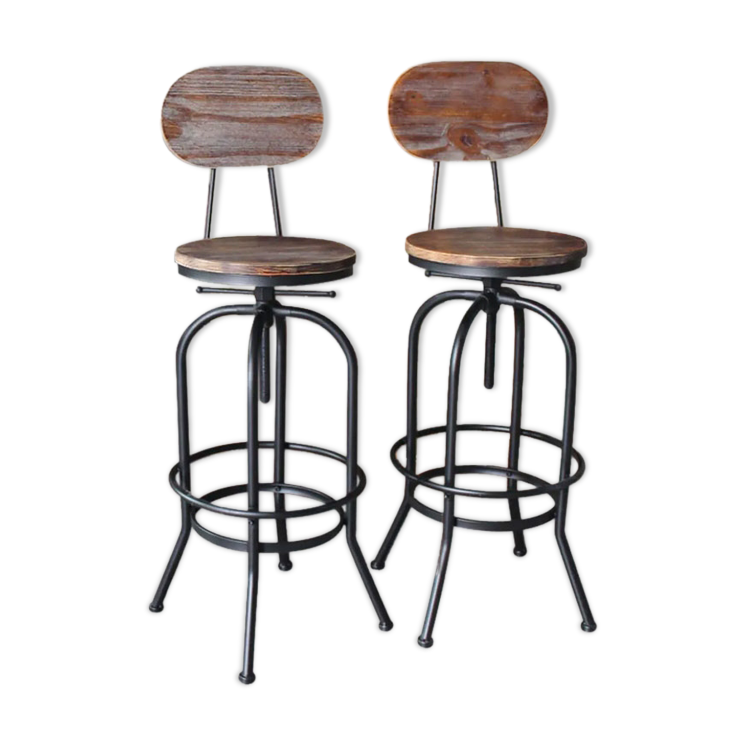 Lot de 2 tabourets de bar style industriel