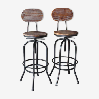 Lot de 2 tabourets de bar style industriel