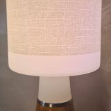 Scandinavian space lamp 1970 in teak and opaline age with dimmer 52x20