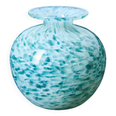 🌊 Speckled blue-green blown glass vase — vintage style