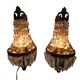 2 wall lamps - gold plated - crystal - 60's
