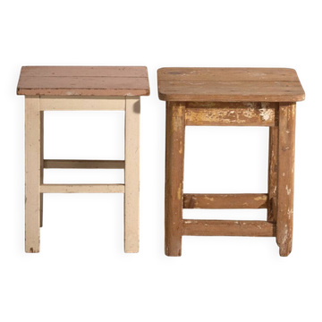 Tables de chevet anciennes en bois de pin – Europe centrale, vers 1940 #2