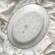 Vintage marbled white and blue enameled sheet metal oval dish