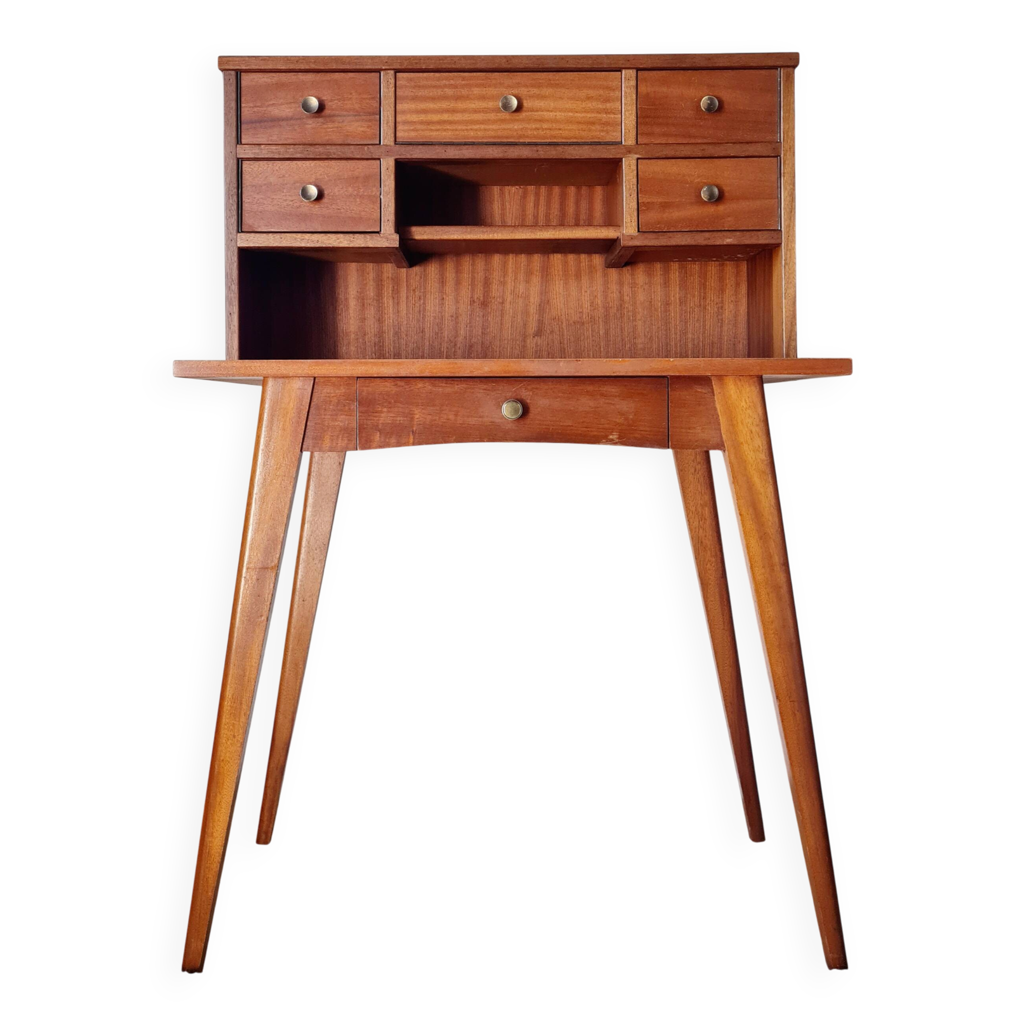 Scandinavian desk with tapered legs, vintage.