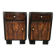 Art Decò bedside tables in walnut burl with pink glass top