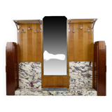 Large Art Deco wardrobe in oak, marble and mahogany, circa 1925