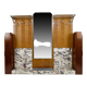 Large Art Deco wardrobe in oak, marble and mahogany, circa 1925
