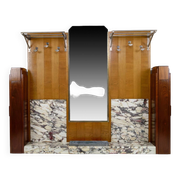 Large Art Deco wardrobe in oak, marble and mahogany, circa 1925
