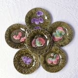 6 Sarreguemines slip plates, green model