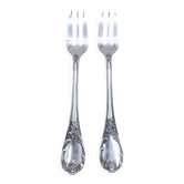 Pair of silver-plated cake forks, Christofle, Marly