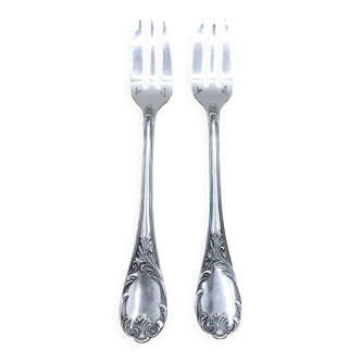 Pair of silver-plated cake forks, Christofle, Marly