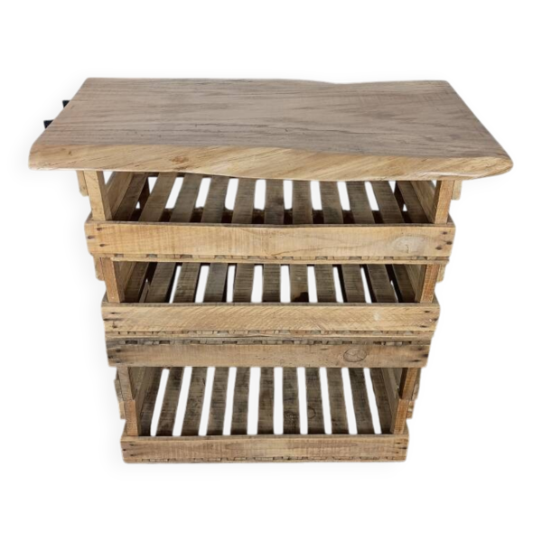 Desserte rustique sur roulettes pièce unique artisanale