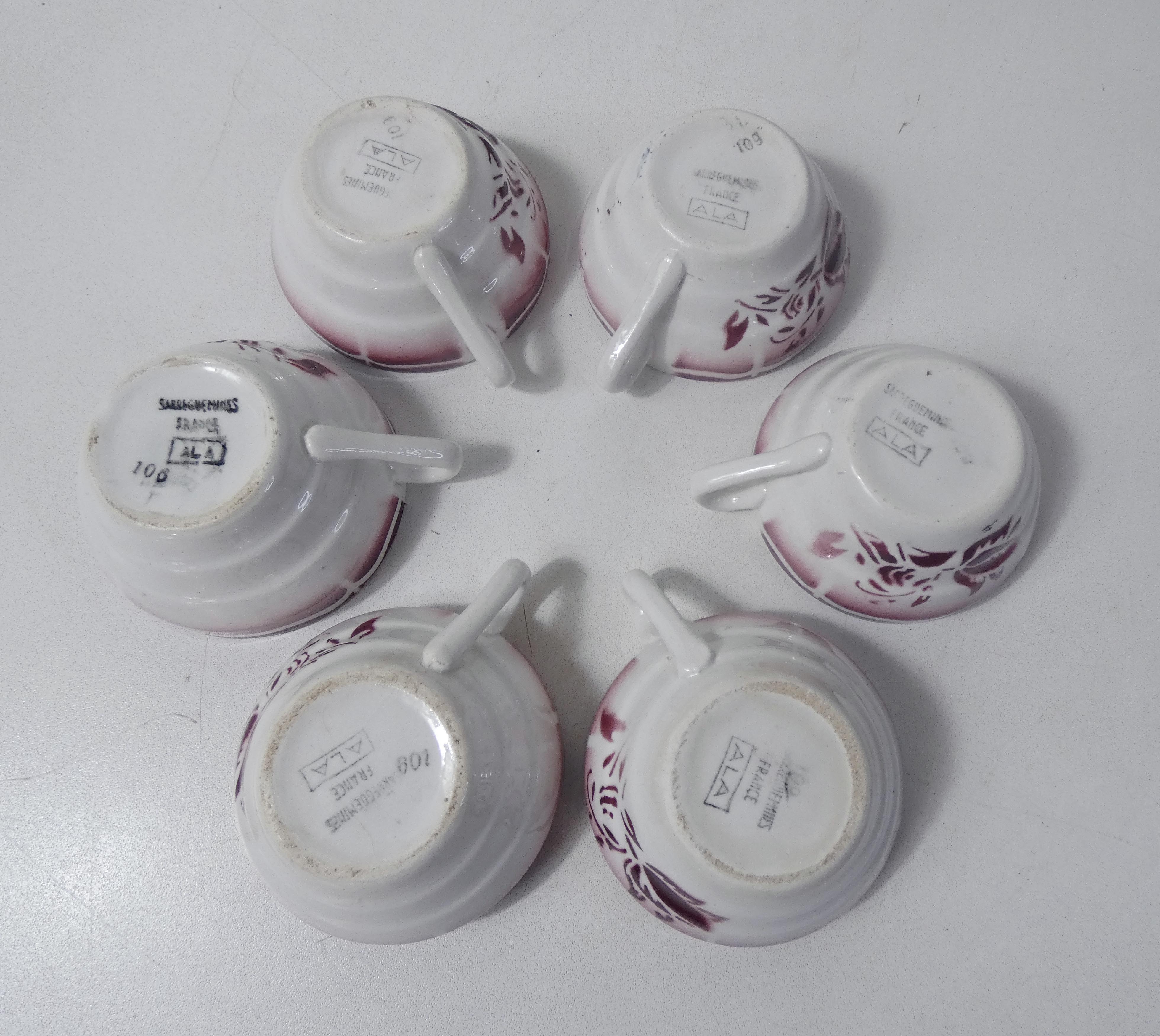 6 cups Digoin Sarreguemines