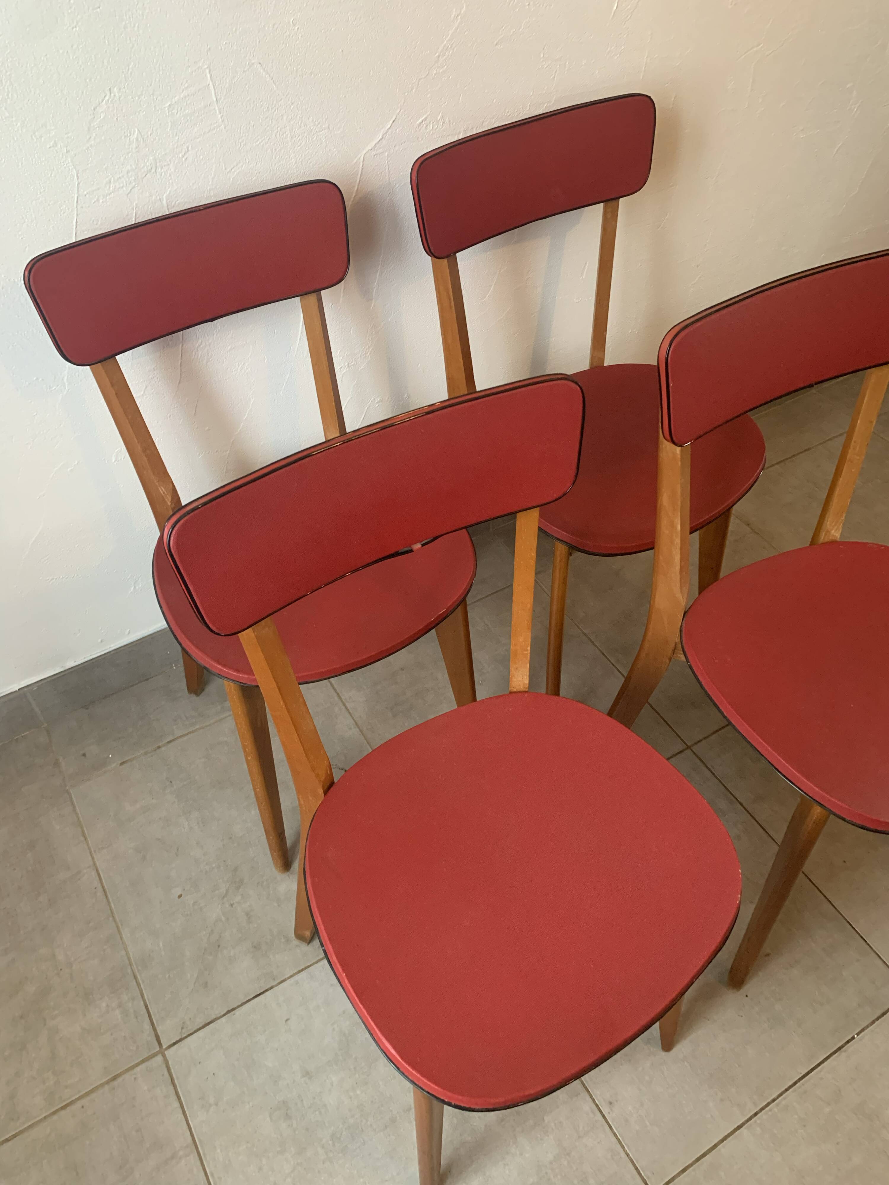 Set de 4 chaises bistrot vintage, années 50 (Taille adulte)