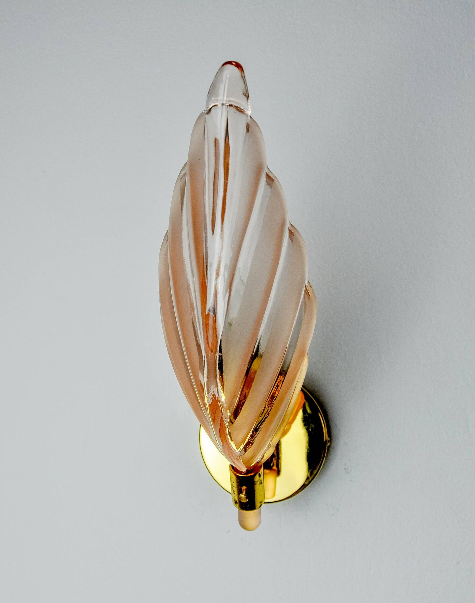 Applique murale florale, verre de Murano rose, Italie, 1970