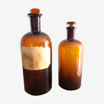 Old brown glass pharmacy bottles