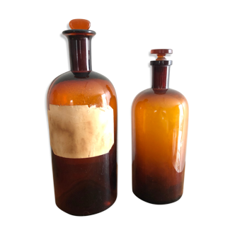 Anciens flacons de pharmacie verre brun