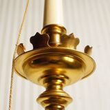 "Pique candle" double fire floor lamp in gilded bronze
