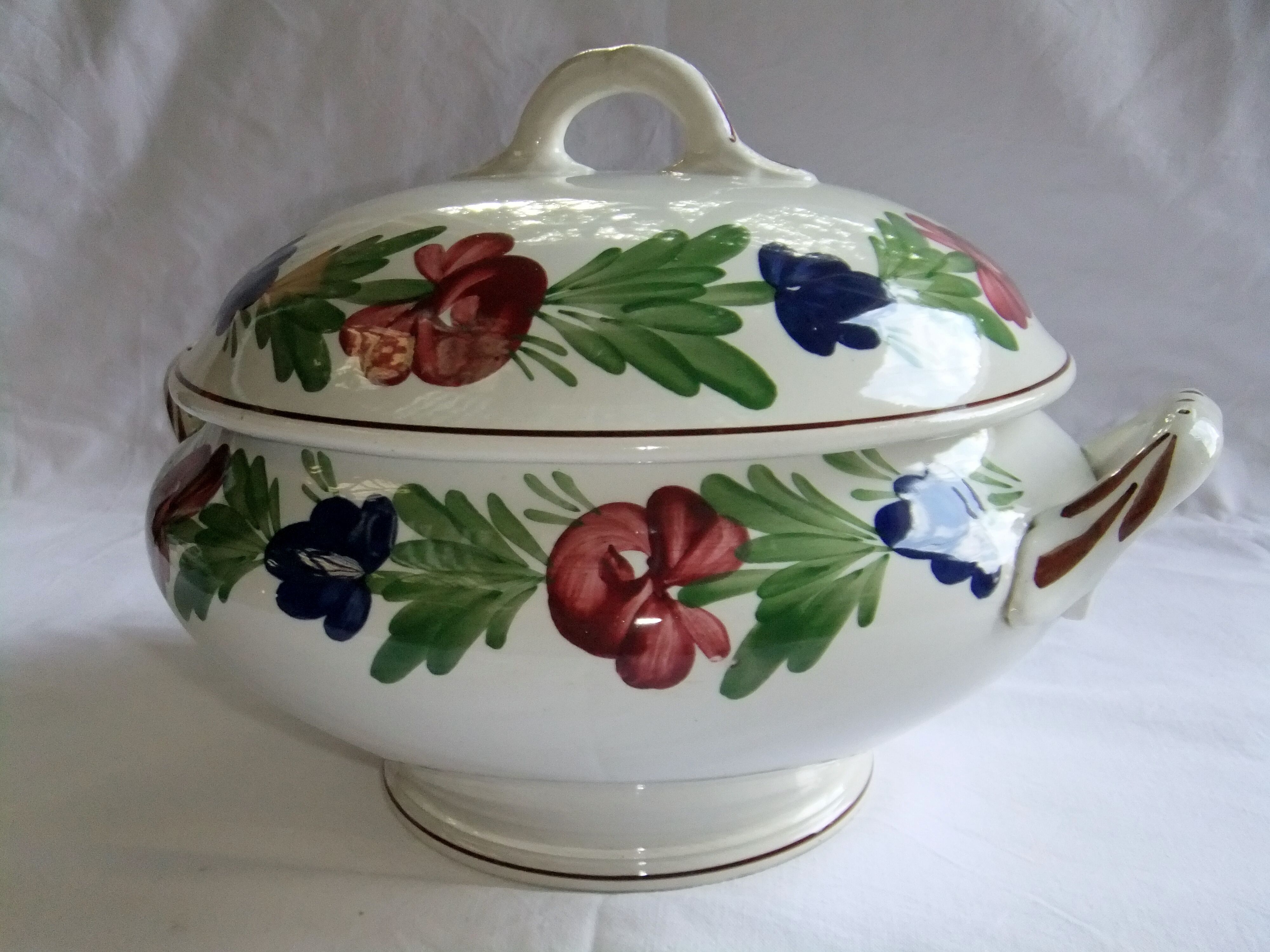 Old earthenware tureen Niderviller Moselle large format covered pot
