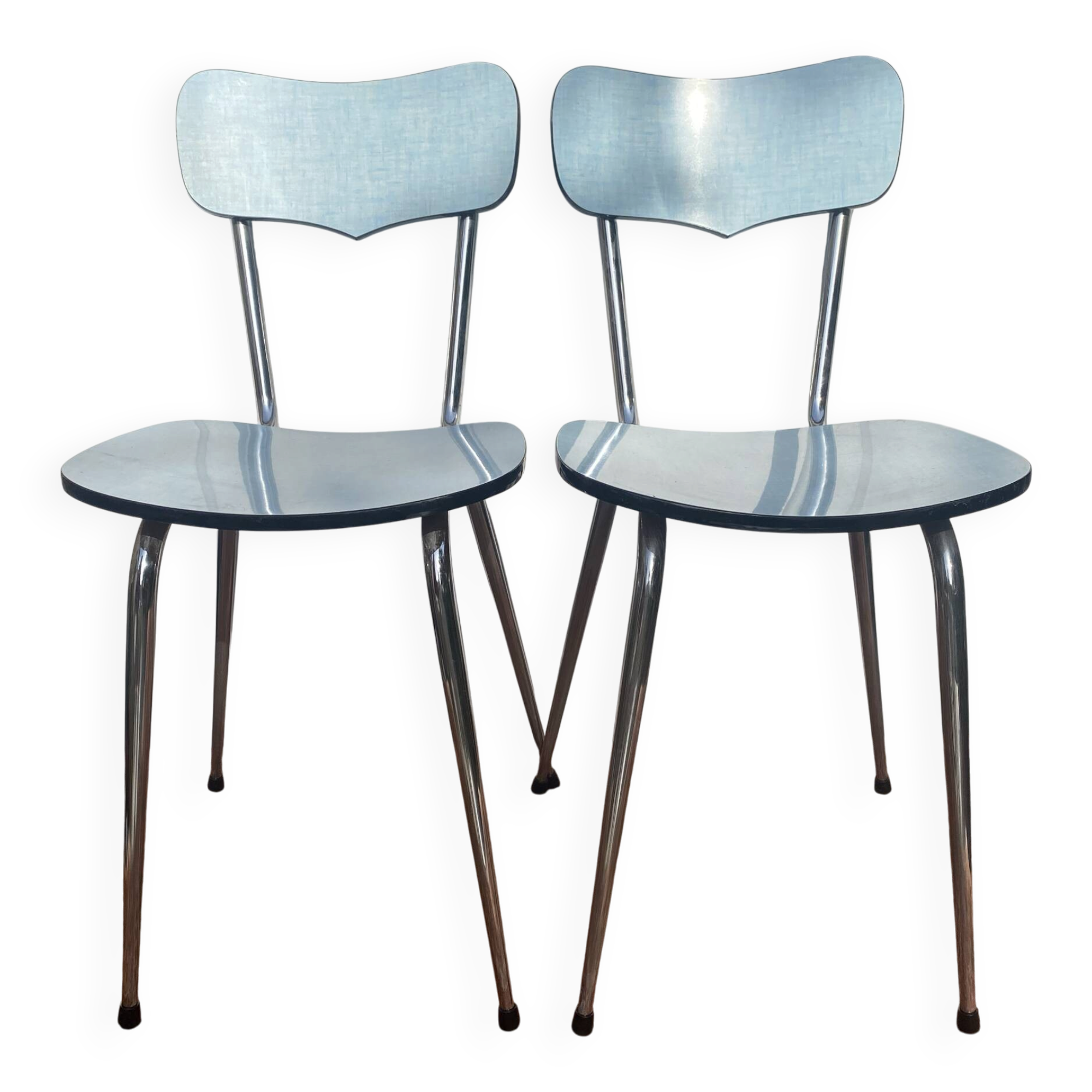 Chaises de cuisine années 60 , Formica et chrome