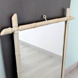 Vintage mirror with a bamboo spirit painted white – Graphic elegance and exoticism