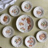 9 dessert plates and 1 barbotine dish from Sarreguemines
