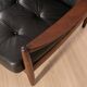 Scandinavian Three-Seat Sofa in Solid Wood and Black Leather, 1960s
