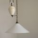 Vintage French Rise & Fall Counterbalance Ceiling Light Opaline Glass Shade