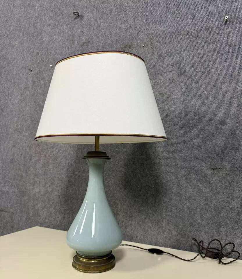 Baluster-shaped lamp in celadon porcelain, Napoleon III period, circa 1880