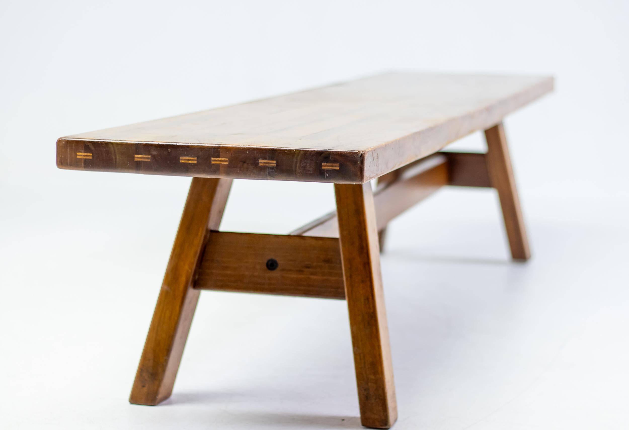 Solid walnut bench "Torbecchia" by Giovanni Michelucci, 1960s