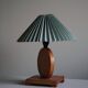 Lampe de table ronde en bois Danish Art Deco en chêne, années 1940