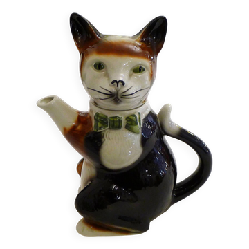 Grande théière zoomorphe Chat, en faïence anglaise vintage