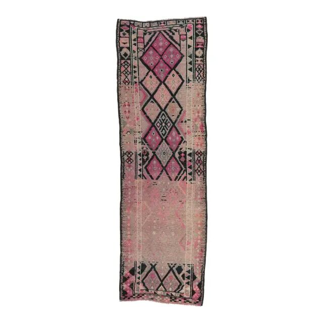 1960s Vintage Turkish Hand-Knotted Herki Runner