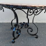 round tiled coffee table with wrought iron legs restored 1970