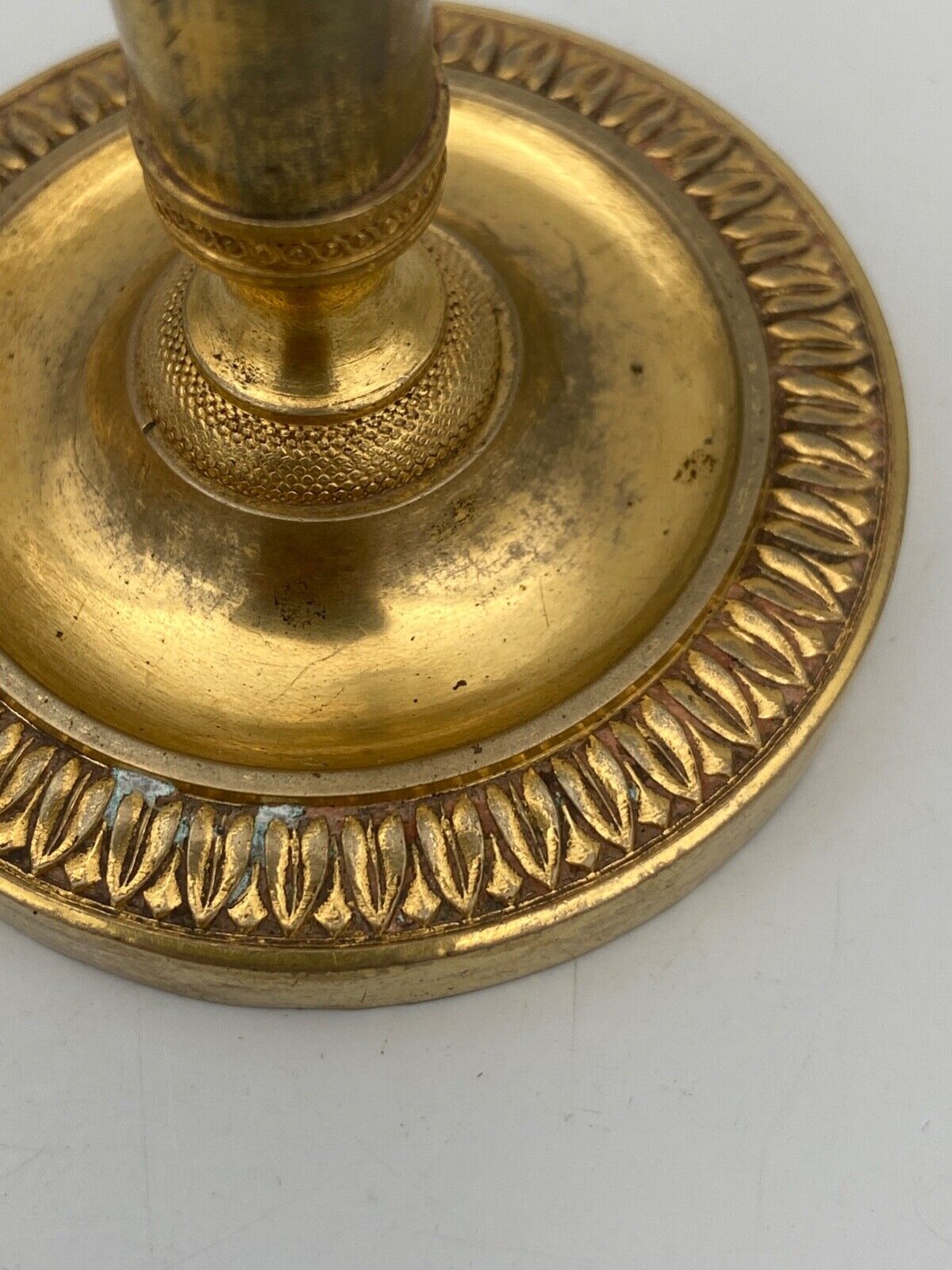 Pair of miniature candle holders in bronze dore restoration period nineteenth