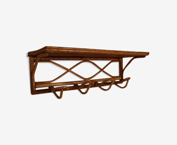 Rattan coat rack