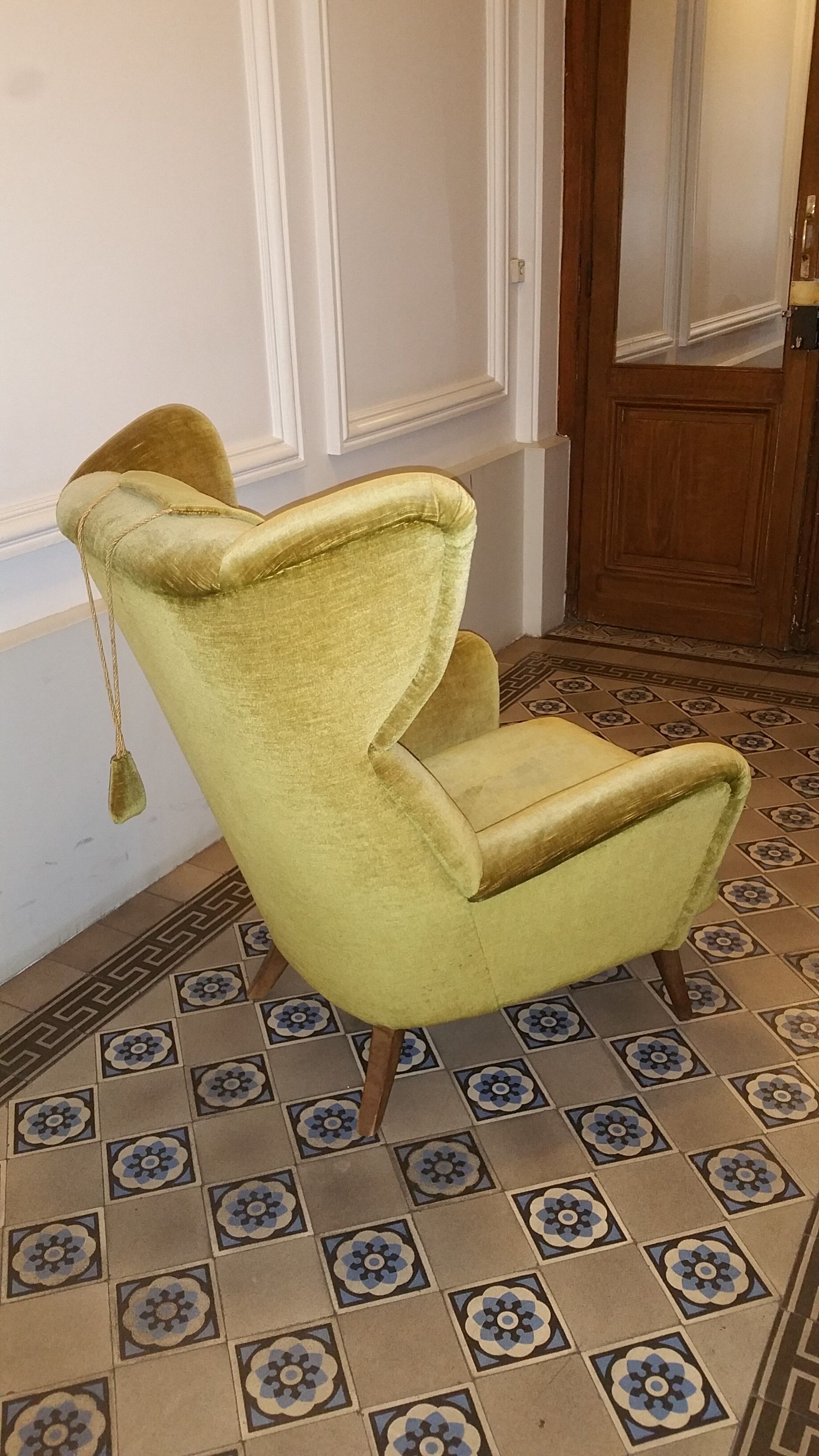 Danish wingback chair years 50-60 green armchair