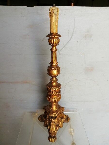 Wooden candlestick and gilded stucco from the beginning of the 20th century