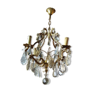 lustre en bronze à pampilles