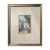 Tableau Aquarelle Jean Agron (né en 1867) ruelle mediterranéenne