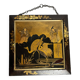 Japan, triptych mirror with brass wood and animated decor, early 20th century