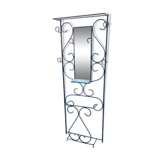 Wrought iron mirror coat rack