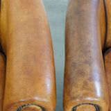 Set of 2 Vintage Sheepskin Leather Club Chairs