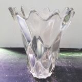 Ancien vase verre moulé transparent forme bulles décoration vintage
