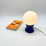 Lampe « Boule » bois laqué bleu, 1980s