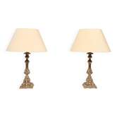 Stunning pair of Rococo Brass table lamps Italy 1920s