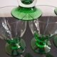 6 OLD COLORED GREEN STEMMED GLASSES FROM THE 1930S