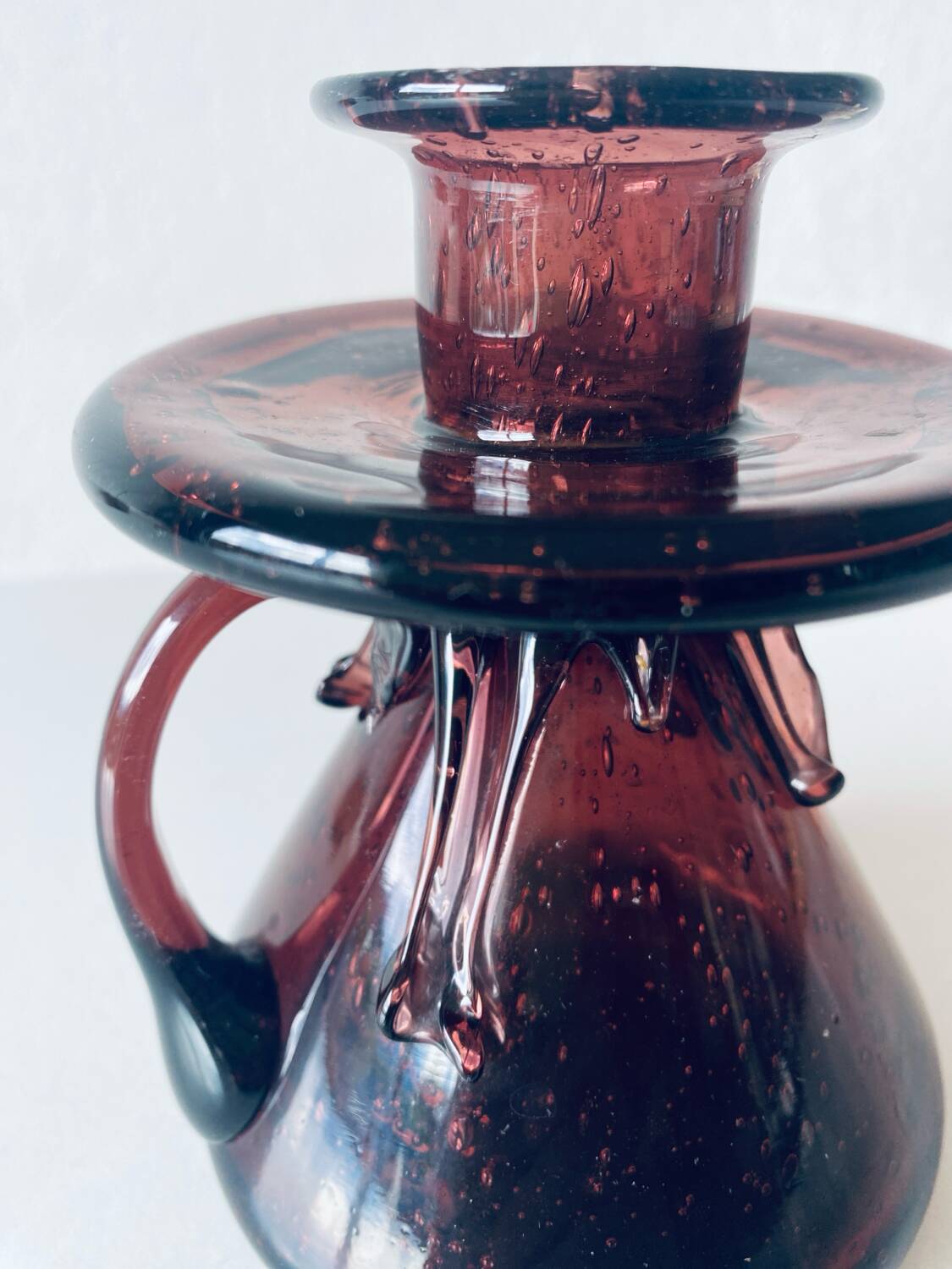 Bubble blown glass candle holder