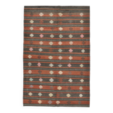6x9 Green & Red Striped Pattern Kilim Area Rug, 175x266Cm