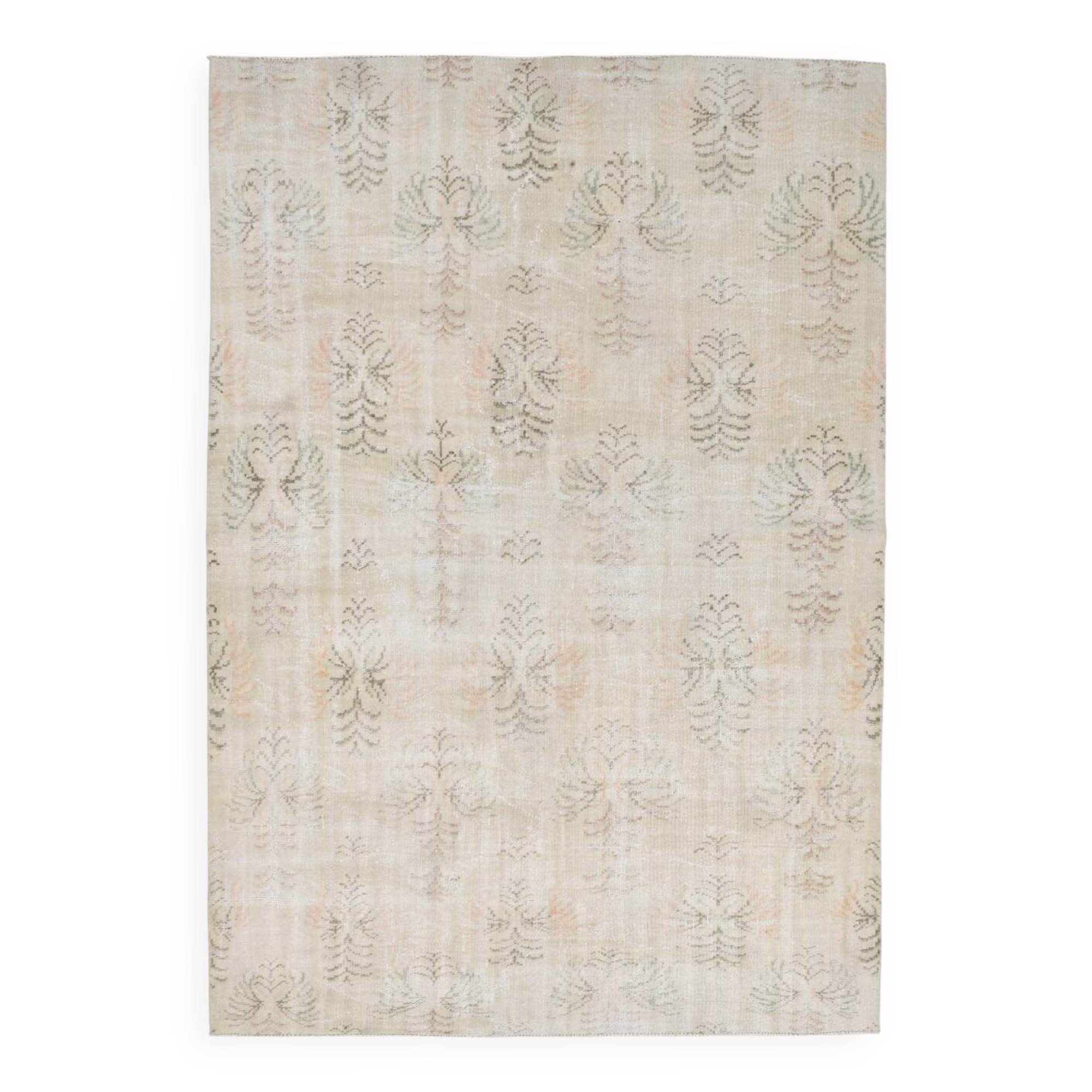 6x8 Cream Brown Floral Vintage Area Rug, 181x261Cm SK 21812